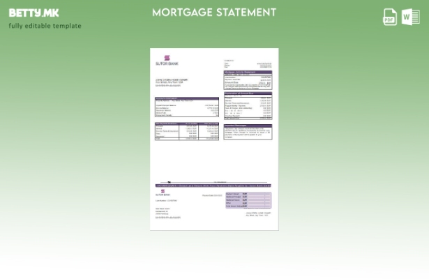 Модерен стил Шаблон за извод за хипотека на банката Сутор во Германија